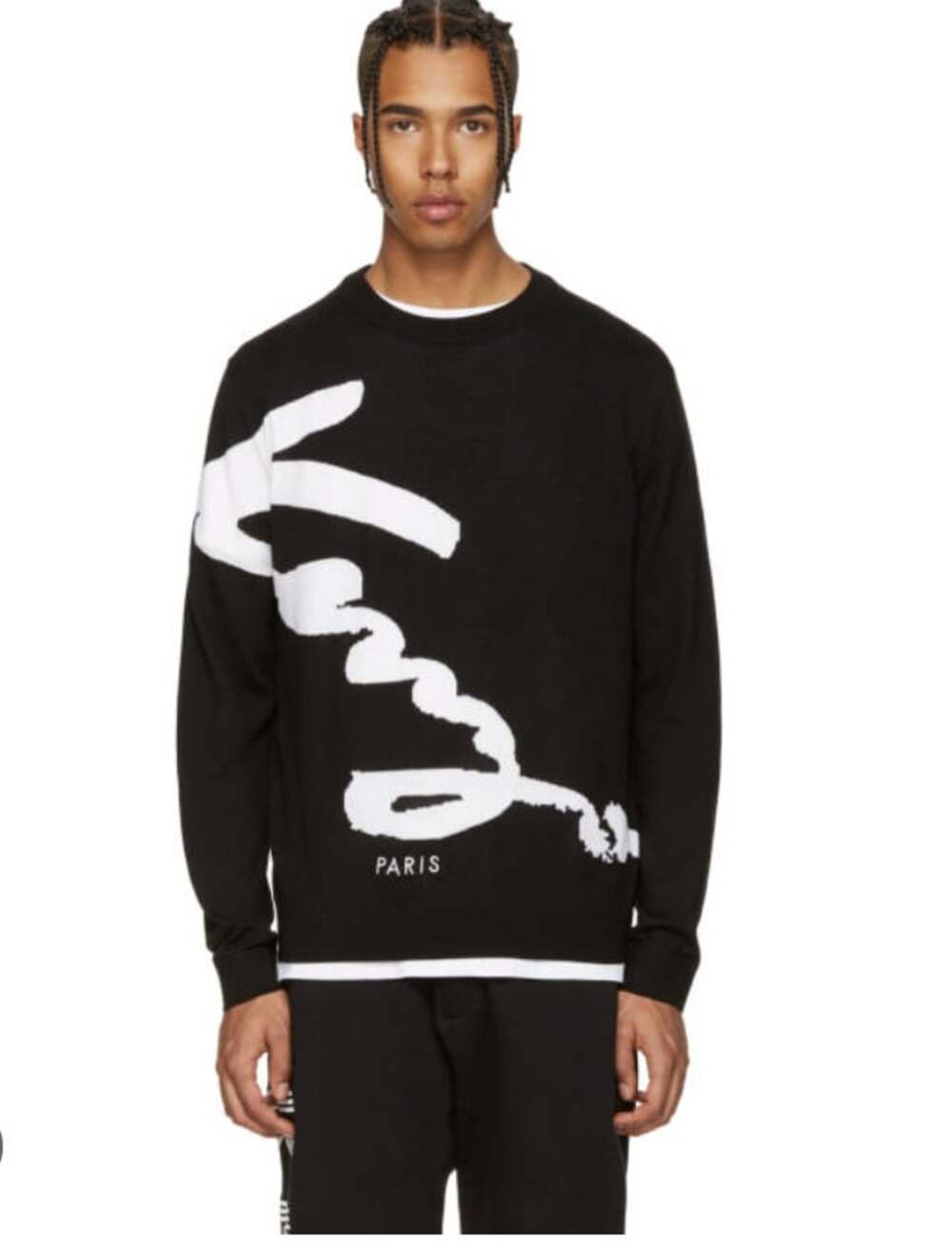 Kenzo Paris Signature Sweatshirt Mens Large Black Graphic Logo Crewneck Pullover